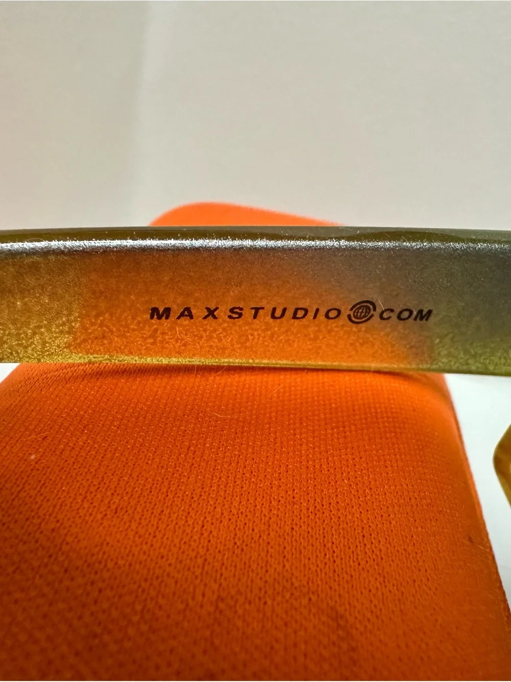 Max Studio Green Transparent Frame Sunglasses with Brown Lenses and Orange Case